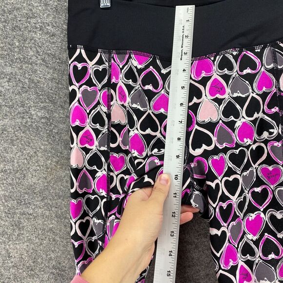 Betsey Johnson Activewear Leggings Women L Large Black Geometric Mid Rise Capri - Picture 5 of 9
